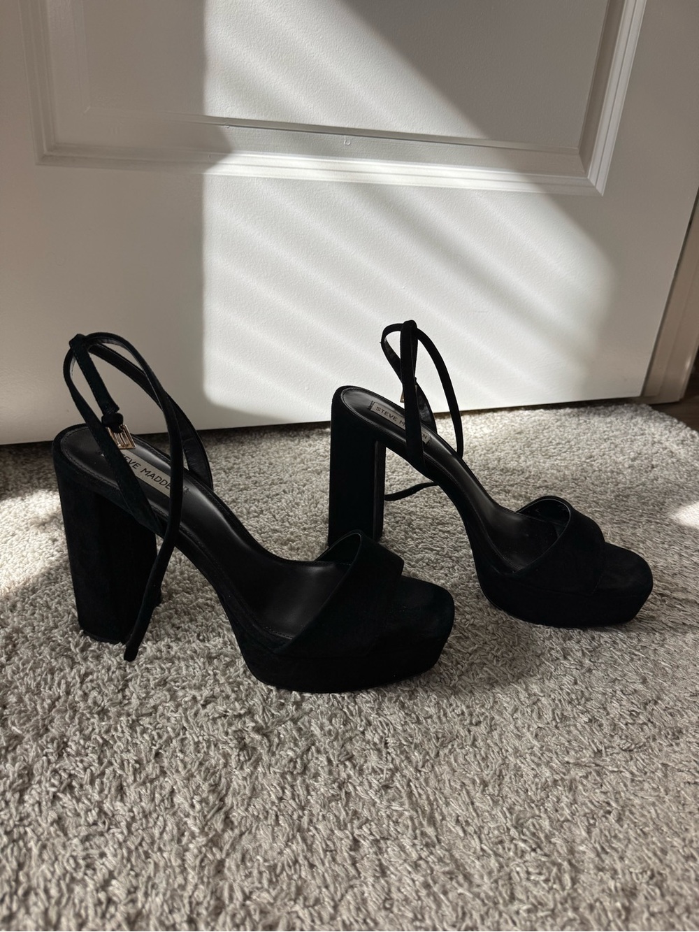 Steve Madden Black Suede Platform Heels